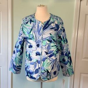 Alfred Dunner Jacket 14P Quilted  Sea greens and blues NWT
